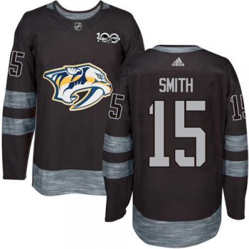 Men's Adidas Nashville Predators #15 Craig Smith Black 1917-2017 100th Anniversary Stitched NHL Jersey