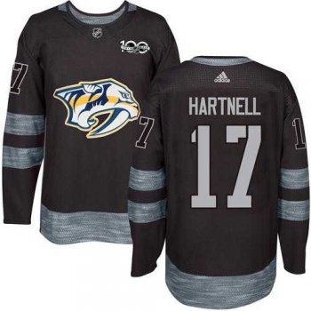 Men's Adidas Nashville Predators #17 Scott Hartnell Black 1917-2017 100th Anniversary Stitched NHL