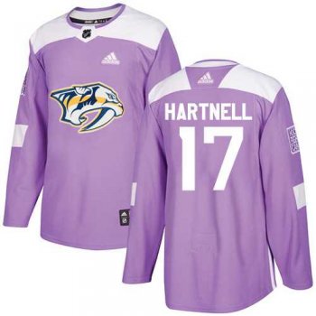 Men's Adidas Nashville Predators #17 Scott Hartnell Purple Authentic Fights Cancer Stitched NHL