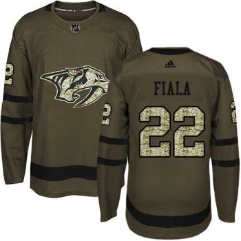 Men's Adidas Nashville Predators #22 Kevin Fiala Green Salute to Service Stitched NHL