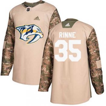 Men's Adidas Nashville Predators #35 Pekka Rinne Camo Authentic 2017 Veterans Day Stitched NHL Jersey