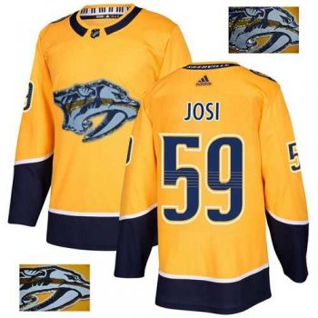 Men's Adidas Nashville Predators #59 Roman Josi Yellow Home Authentic Fashion Gold Stitched NHL