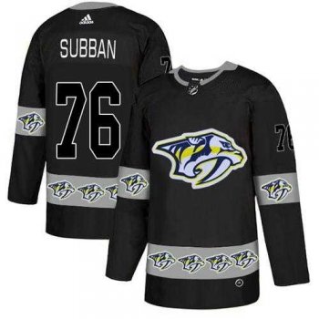 Men's Adidas Nashville Predators #76 P.K Subban Black Authentic Team Logo Fashion Stitched NHL Jersey