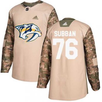 Men's Adidas Nashville Predators #76 P.K Subban Camo Authentic 2017 Veterans Day Stitched NHL Jersey