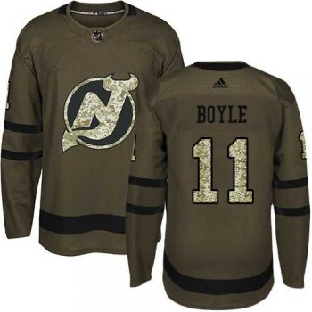 Men's Adidas New Jersey Devils #11 Brian Boyle Green Salute to Service Stitched NHL