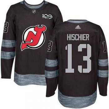 Men's Adidas New Jersey Devils #13 Nico Hischier Black 1917-2017 100th Anniversary Stitched NHL