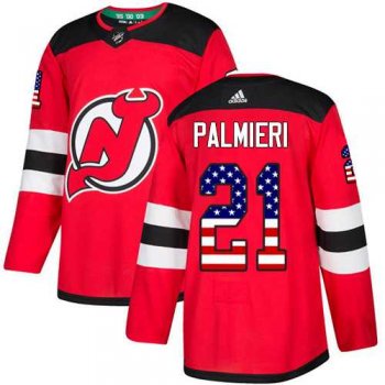 Men's Adidas New Jersey Devils #21 Kyle Palmieri Red Home Authentic USA Flag Stitched NHL Jersey