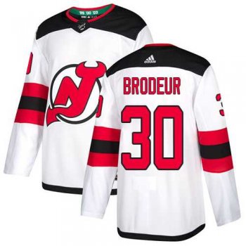 Men's Adidas New Jersey Devils #30 Martin Brodeur White Road Authentic Stitched NHL Jersey