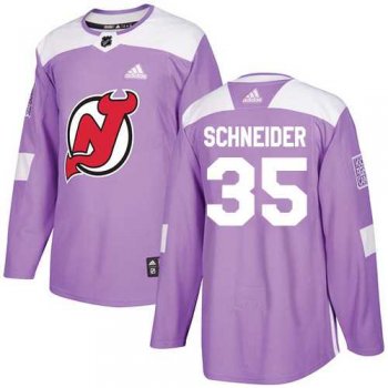 Men's Adidas New Jersey Devils #35 Cory Schneider Purple Authentic Fights Cancer Stitched NHL Jersey