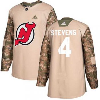 Men's Adidas New Jersey Devils #4 Scott Stevens Camo Authentic 2017 Veterans Day Stitched NHL Jersey