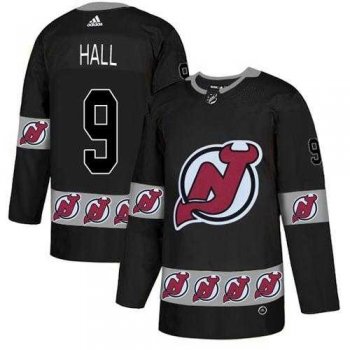 Men's Adidas New Jersey Devils #9 Taylor Hall Black Authentic Team Logo Fashion Stitched NHL Jersey