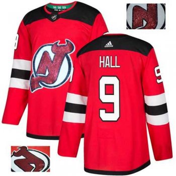 Men's Adidas New Jersey Devils #9 Taylor Hall Red Home Authentic Fashion Gold Stitched NHL