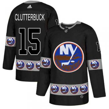 Men's Adidas New York Islanders #15 Cal Clutterbuck Black Authentic Team Logo Fashion Stitched NHL Jersey