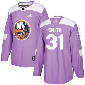 Men's Adidas New York Islanders #31 Billy Smith Purple Authentic Fights Cancer Stitched NHL Jersey