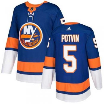 Men's Adidas New York Islanders #5 Denis Potvin Royal Blue Home Authentic Stitched NHL Jersey