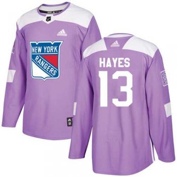 Men's Adidas New York Rangers #13 Kevin Hayes Purple Authentic Fights Cancer Stitched NHL