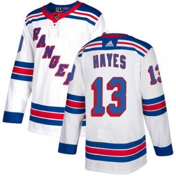 Men's Adidas New York Rangers #13 Kevin Hayes White Road Authentic Stitched NHL Jersey