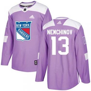 Men's Adidas New York Rangers #13 Sergei Nemchinov Purple Authentic Fights Cancer Stitched NHL