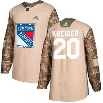 Men's Adidas New York Rangers #20 Chris Kreider Camo Authentic 2017 Veterans Day Stitched NHL Jersey