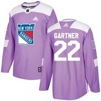 Men's Adidas New York Rangers #22 Mike Gartner Purple Authentic Fights Cancer Stitched NHL