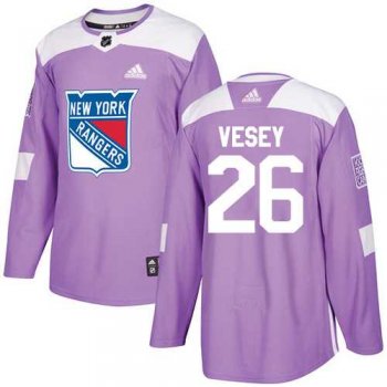 Men's Adidas New York Rangers #26 Jimmy Vesey Purple Authentic Fights Cancer Stitched NHL