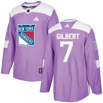 Men's Adidas New York Rangers #7 Rod Gilbert Purple Authentic Fights Cancer Stitched NHL