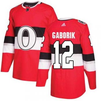 Men's Adidas Ottawa Senators #12 Marian Gaborik Red Authentic 2017 100 Classic Stitched NHL Jersey