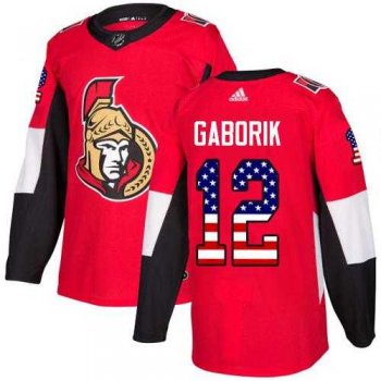 Men's Adidas Ottawa Senators #12 Marian Gaborik Red Home Authentic USA Flag Stitched NHL Jersey