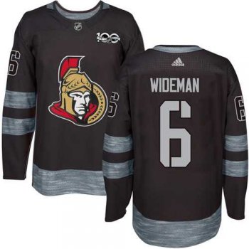 Men's Adidas Ottawa Senators #6 Chris Wideman Black 1917-2017 100th Anniversary Stitched NHL Jersey