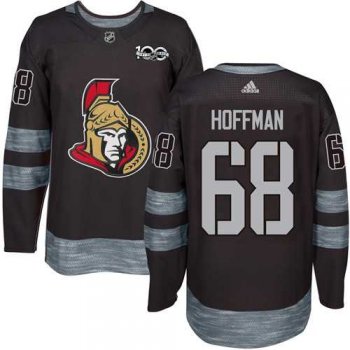 Men's Adidas Ottawa Senators #68 Mike Hoffman Black 1917-2017 100th Anniversary Stitched NHL Jersey