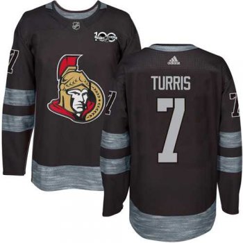 Men's Adidas Ottawa Senators #7 Kyle Turris Black 1917-2017 100th Anniversary Stitched NHL Jersey