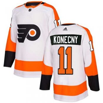 Men's Adidas Philadelphia Flyers #11 Travis Konecny White Road Authentic Stitched NHL Jersey