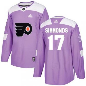 Men's Adidas Philadelphia Flyers #17 Wayne Simmonds Purple Authentic Fights Cancer Stitched NHL Jersey