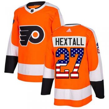 Men's Adidas Philadelphia Flyers #27 Ron Hextall Orange Home Authentic USA Flag Stitched NHL Jersey