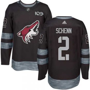 Men's Adidas Phoenix Coyotes #2 Luke Schenn Black 1917-2017 100th Anniversary Stitched NHL