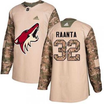 Men's Adidas Phoenix Coyotes #32 Antti Raanta Camo Authentic 2017 Veterans Day Stitched NHL Jersey