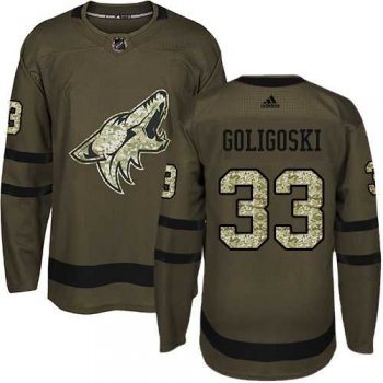 Men's Adidas Phoenix Coyotes #33 Alex Goligoski Green Salute to Service Stitched NHL