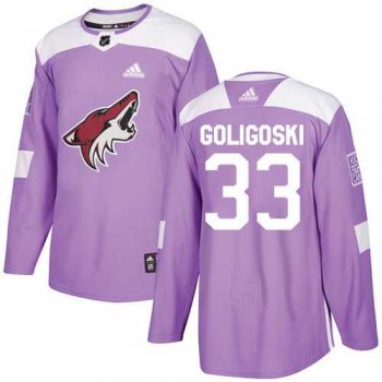 Men's Adidas Phoenix Coyotes #33 Alex Goligoski Purple Authentic Fights Cancer Stitched NHL