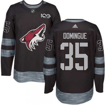 Men's Adidas Phoenix Coyotes #35 Louis Domingue Black 1917-2017 100th Anniversary Stitched NHL