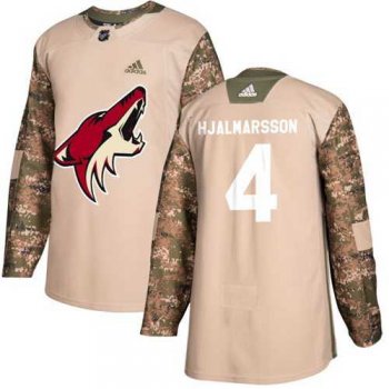 Men's Adidas Phoenix Coyotes #4 Niklas Hjalmarsson Camo Authentic 2017 Veterans Day Stitched NHL Jersey