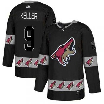 Men's Adidas Phoenix Coyotes #9 Clayton Keller Black Authentic Team Logo Fashion Stitched NHL Jersey