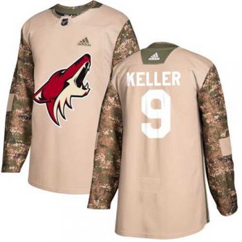 Men's Adidas Phoenix Coyotes #9 Clayton Keller Camo Authentic 2017 Veterans Day Stitched NHL Jersey