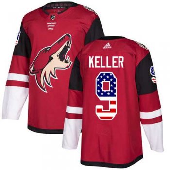 Men's Adidas Phoenix Coyotes #9 Clayton Keller Maroon Home Authentic USA Flag Stitched NHL Jersey