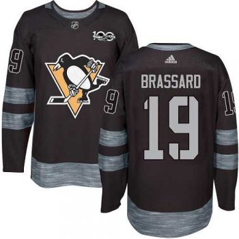 Men's Adidas Pittsburgh Penguins #19 Derick Brassard Black 1917-2017 100th Anniversary Stitched NHL Jersey