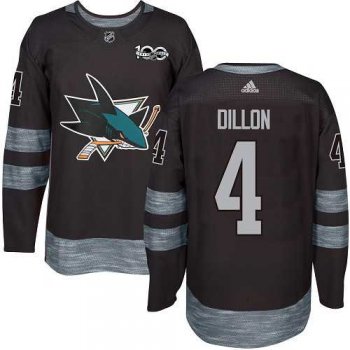 Men's Adidas San Jose Sharks #4 Brenden Dillon Black 1917-2017 100th Anniversary Stitched NHL Jersey