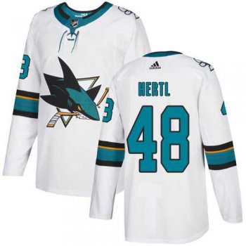 Men's Adidas San Jose Sharks #48 Tomas Hertl White Road Authentic Stitched NHL Jersey