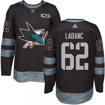 Men's Adidas San Jose Sharks #62 Kevin Labanc Black 1917-2017 100th Anniversary Stitched NHL Jersey