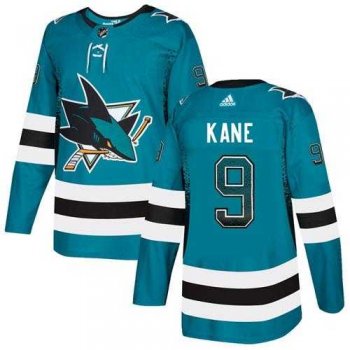 Men's Adidas San Jose Sharks #9 Evander Kane Teal Home Authentic Drift Fashion Stitched NHL Jersey