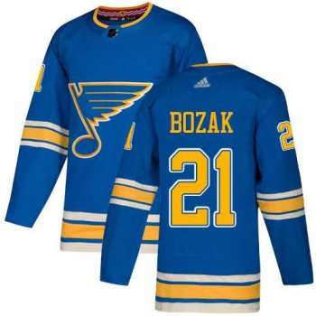 Men's Adidas St. Louis Blues #21 Tyler Bozak Blue Alternate Authentic Stitched NHL Jersey