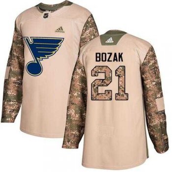 Men's Adidas St. Louis Blues #21 Tyler Bozak Camo Authentic 2017 Veterans Day Stitched NHL Jersey